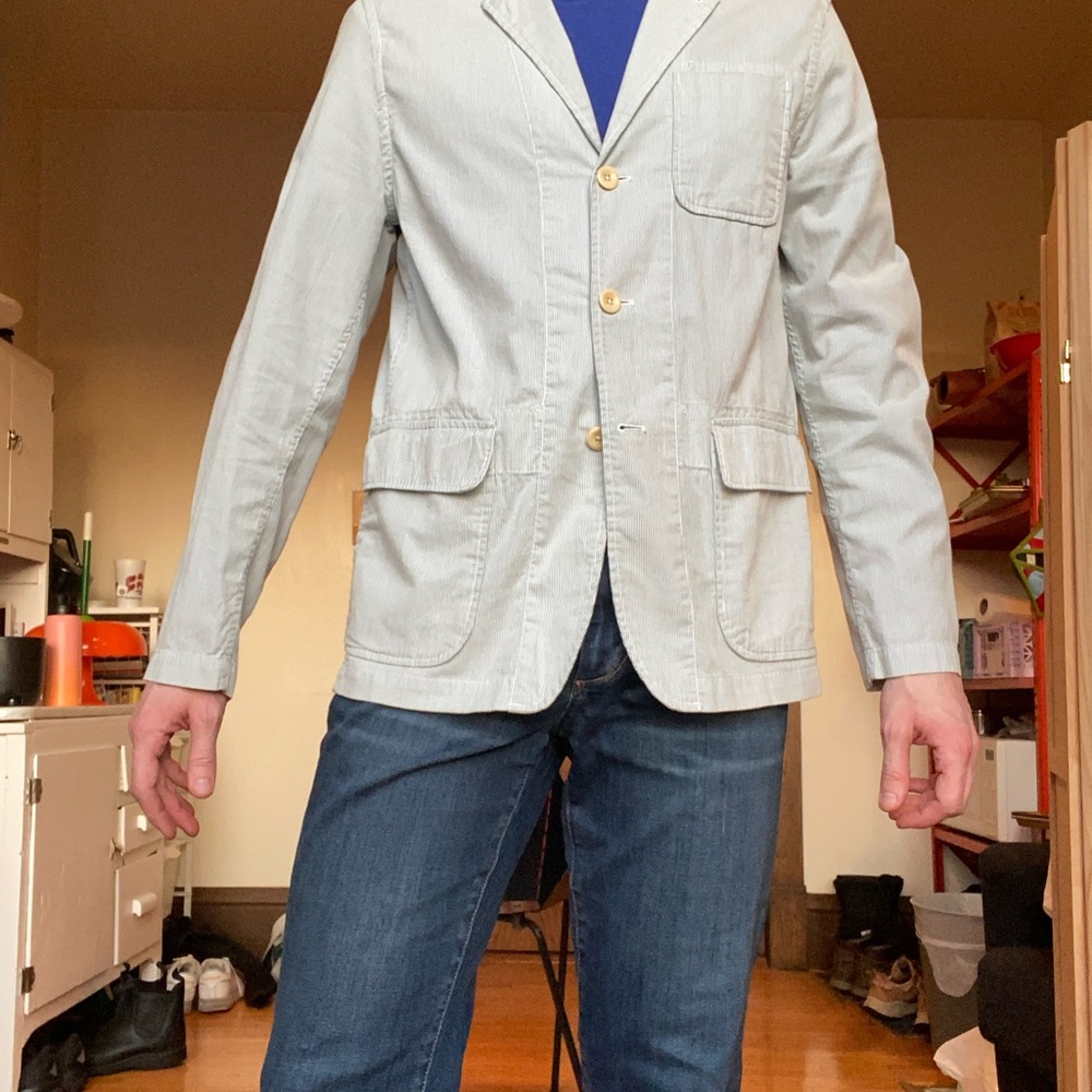 Alex Mill Stripped Sack Jacket - Blue/White